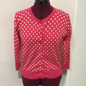 Spense Knits- Pink and Cream Polka Dot Sweater